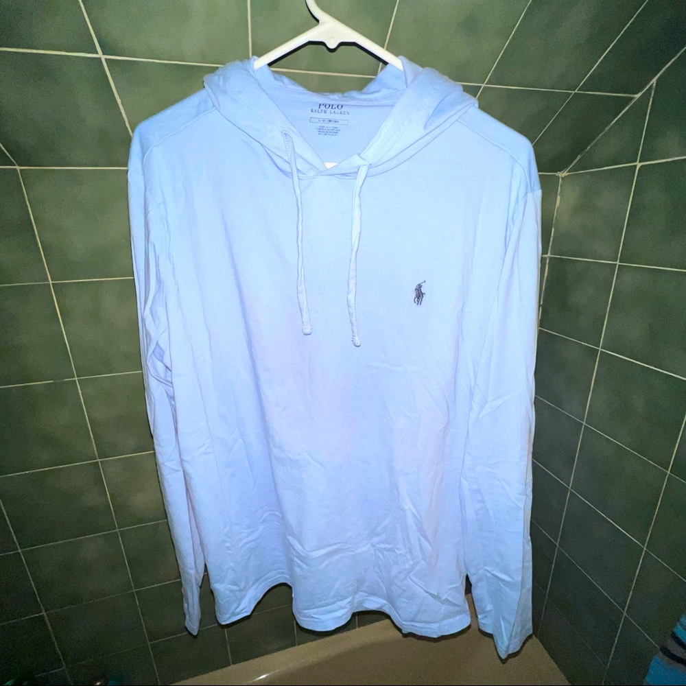 Light Blue Polo Ralph Lauren Hoodie/Long Sleeve Hybrid